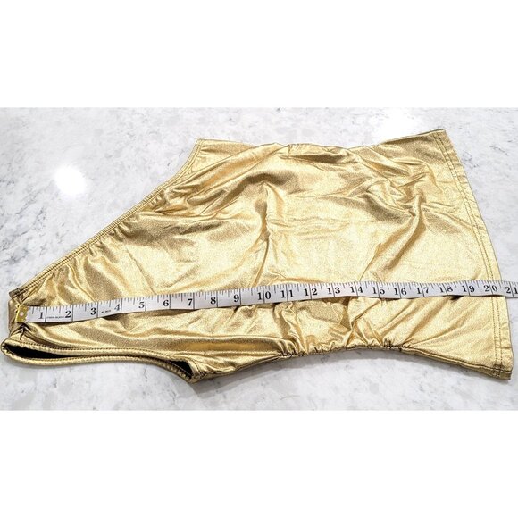 Shein One-Shoulder Gold Metallic with Ruched Sides Tank Top Size M - Picture 10 of 10